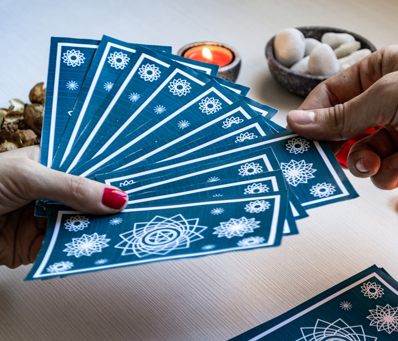 Blue tarot cards.